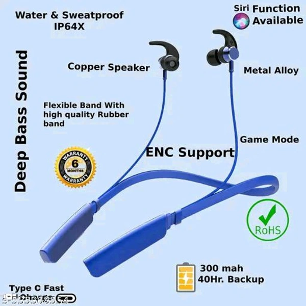 Trending Anc Geming Neckband Headphone With 50H Battery Backup  - Blue
