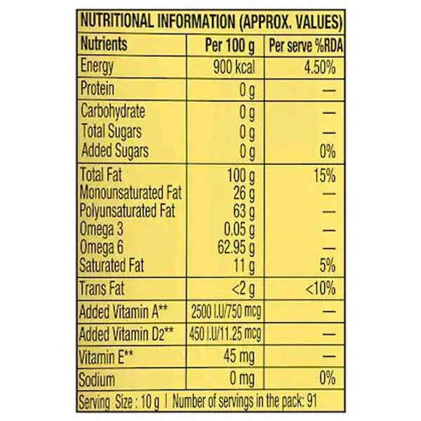 Dhara Nourish Vit A E Refined Sunflower Oil 1 L