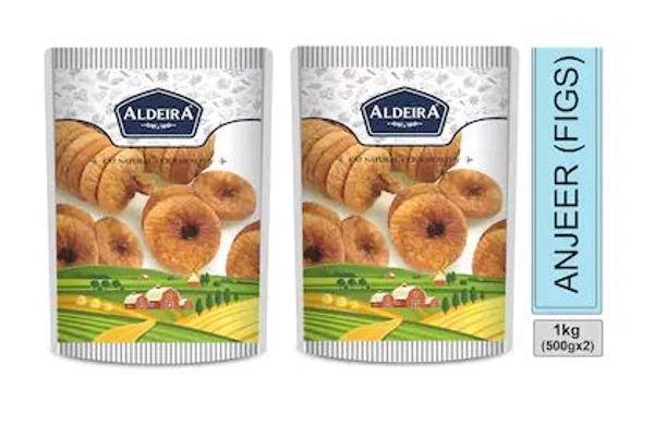 Aldeira Natural Dry Anjeer (500g x 2) | Premium Dried Figs | Healthy Snack Pack of 2