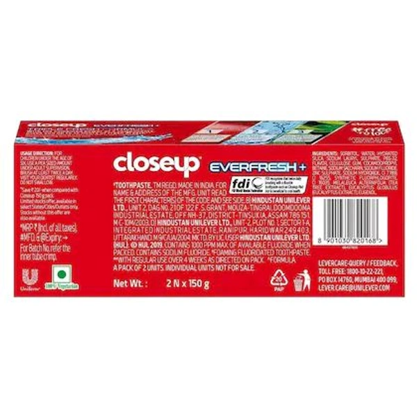 Closeup Everfresh+ Red Hot Gel Toothpaste 150 g (Pack of 2)