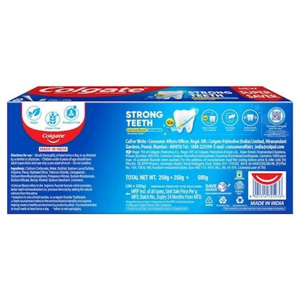 Colgate Strong Teeth Saver Pack Toothpaste 250 g (Pack of 2)