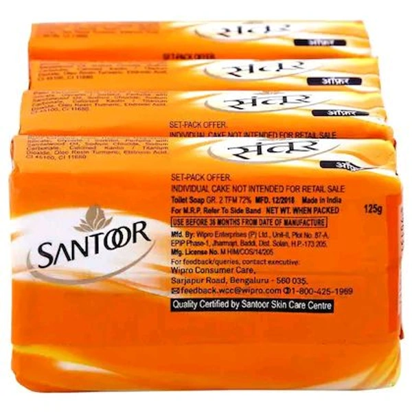 Santoor Sandal & Turmeric Soap 125 g (Pack of 4)