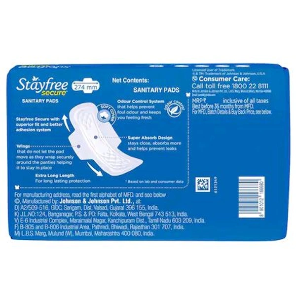 Stayfree Secure Cottony Soft Cover Sanitary Napkin with Wings (XL) 40 pads
