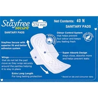 Stayfree Secure Cottony Soft Cover Sanitary Napkin with Wings (XL) 40 pads