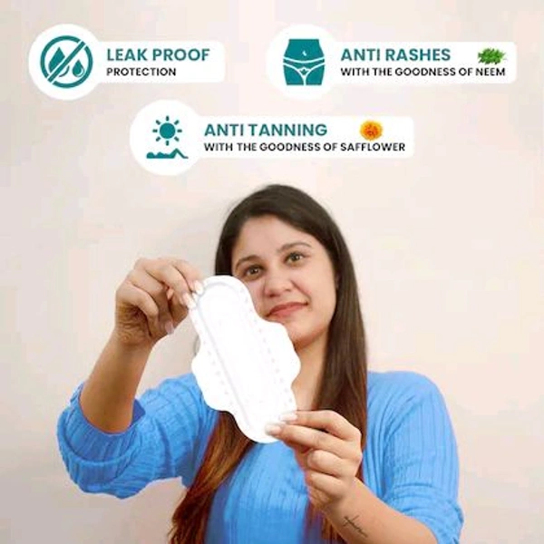 everteen XL Sanitary Pads with Neem & Safflower, Cottony-Dry Top Layer for Women- 3 Pack (60 Pads)