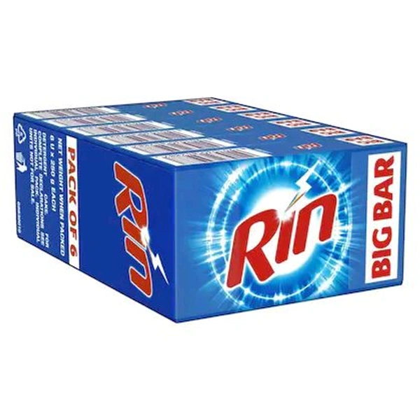 Rin Detergent Bar 250 g (Pack of 6)
