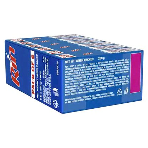 Rin Detergent Bar 250 g (Pack of 6)