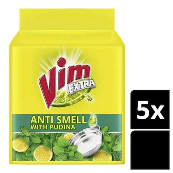 Vim Extra Anti Smell Pudina Dishwash Bar 190 g (Buy 4 Get 1 Free)