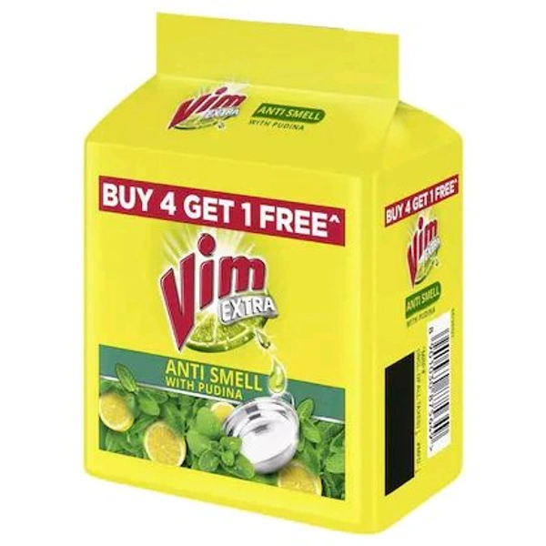 Vim Extra Anti Smell Pudina Dishwash Bar 190 g (Buy 4 Get 1 Free)