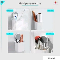 Varniraj Import & Export Household Item Bathroom Wall Mount Bathroom Set Squeezing Toothpaste Brush Holder/Wall Mounted Storage Adhesive Make Up Brush Custom Tooth Paste Holder Multipurpose Pack Of 1