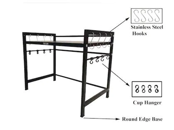 DRY LINE Microwave Oven Stand Adjustable Metal Shelf Rack with Hooks Kitchen Organizer Made in India