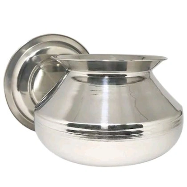 BH BARTAN HUB Stainless Steel Handi/Pongal Handi with Lid (3500 ML, Dishwasher Safe) Handi 3.5 L with Lid (Stainless Steel)