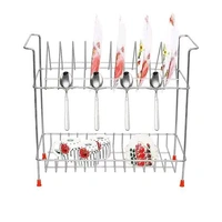 Geschir Steels Stainless Steel 2 Shelf Wall Mount Kitchen Racks | Dish Rack with Cutlery and Plate Kitchen Stand | Modular Kitchen Bartan Stand | Multipurpose Stand