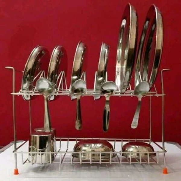 Geschir Steels Stainless Steel 2 Shelf Wall Mount Kitchen Racks | Dish Rack with Cutlery and Plate Kitchen Stand | Modular Kitchen Bartan Stand | Multipurpose Stand