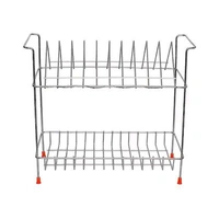 Geschir Steels Stainless Steel 2 Shelf Wall Mount Kitchen Racks | Dish Rack with Cutlery and Plate Kitchen Stand | Modular Kitchen Bartan Stand | Multipurpose Stand