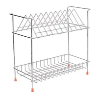 Geschir Steels Stainless Steel 2 Shelf Wall Mount Kitchen Racks | Dish Rack with Cutlery and Plate Kitchen Stand | Modular Kitchen Bartan Stand | Multipurpose Stand
