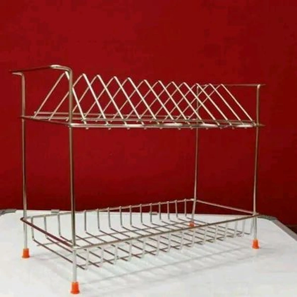 Geschir Steels Stainless Steel 2 Shelf Wall Mount Kitchen Racks | Dish Rack with Cutlery and Plate Kitchen Stand | Modular Kitchen Bartan Stand | Multipurpose Stand