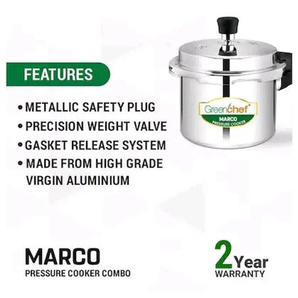 Greenchef Marco Aluminium Pressure Cooker Combo (2,3&5 L)