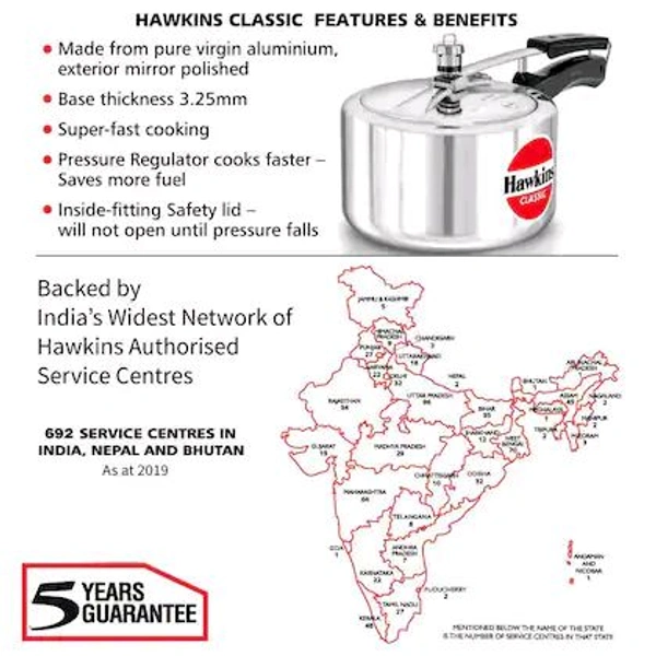 Hawkins 3 Litre Classic Pressure Cooker, Wide Design Pan Cooker, Best Inner Lid Cooker, Silver (CL3W)