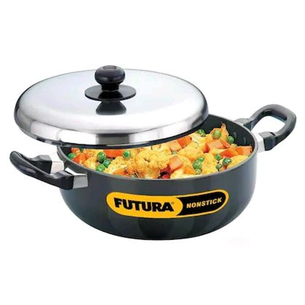 Hawkins Futura 3 Litre All Purpose Pan, Best Non Stick Pan with Stainless Steel Lid, Kitchen Pan, Black (NAP30)