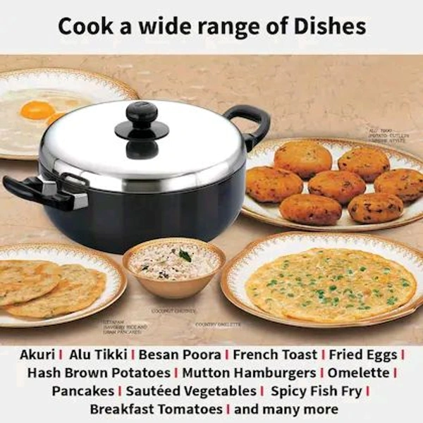 Hawkins Futura 3 Litre All Purpose Pan, Best Non Stick Pan with Stainless Steel Lid, Kitchen Pan, Black (NAP30)