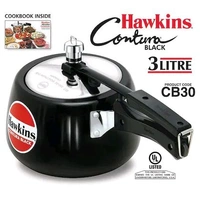 Hawkins 3 Litre Contura Black Pressure Cooker, Hard Anodised Inner Lid Cooker, Handi Cooker, (CB30)