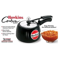Hawkins 3 Litre Contura Black Pressure Cooker, Hard Anodised Inner Lid Cooker, Handi Cooker, (CB30)