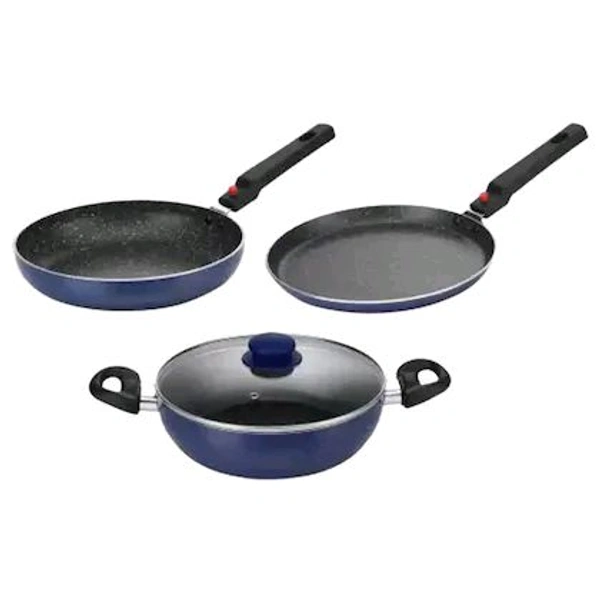 Hawkins Prestige OMG Festival Aluminium Blue Non Stick Cookware Set (Pack of 3)