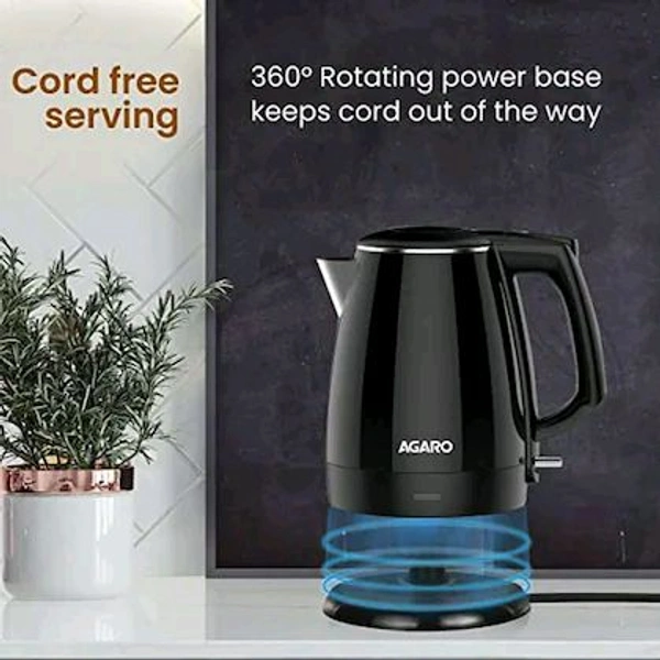 AGARO Royal, 1500W, 1.5L Double Layered Cool Touch Electric Kettle, Black
