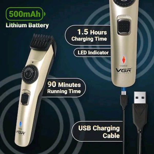 VGR V-031 Professional Hair Trimmer Runtime: 90 min Trimmer for Men (Beige)