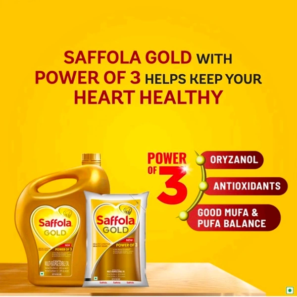 Saffola Sunflower and Rice Bran Blended Cooking Oil-Free 1L Pouch- 5+1 - 5+1