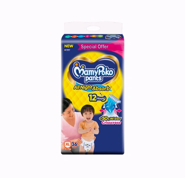 MamyPoko Pants Standard Diaper (XL, 12-17 kg) - 36pc, XL. 12-17.kg