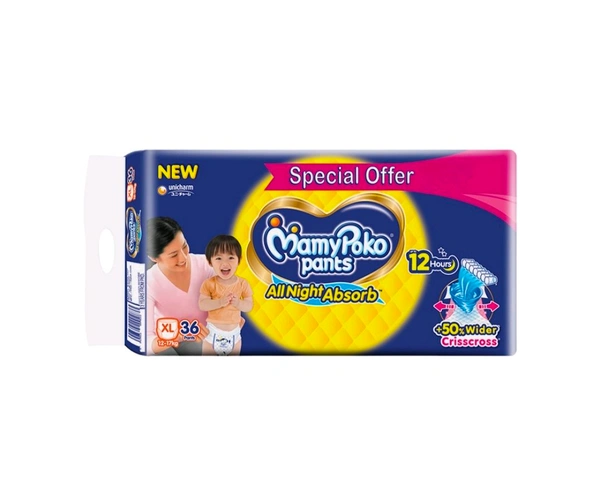 MamyPoko Pants Standard Diaper (XL, 12-17 kg) - 36pc, XL. 12-17.kg