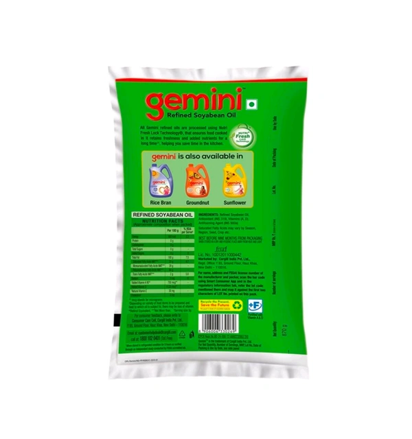 Gemini Refined Soyabean Oil - 870gm