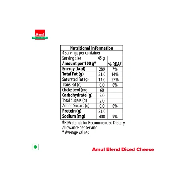 Amul Blend Diced Cheese - 200g