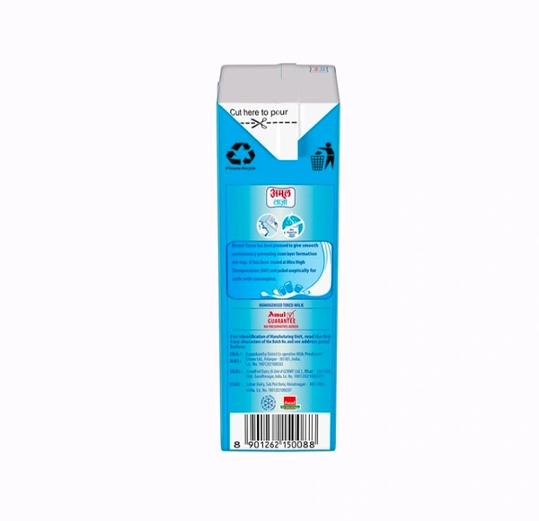 Amul Taaza Homogenised Toned Milk - 1.l