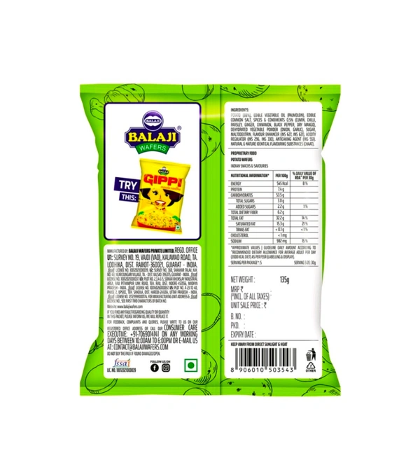 Balaji Crunchem Chaat Chaska Wafers - 135.g