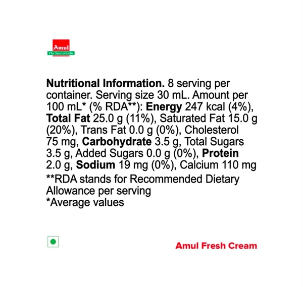 Amul Fresh Cream - 1 ltr