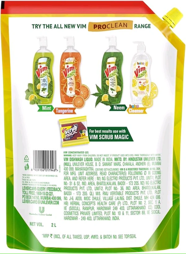 Vim Lemon Dishwash Gel with Tropical Lemon Freshness - 900.ml