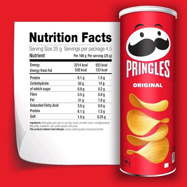 Pringles Original Potato Chips - 134 g 141 g
