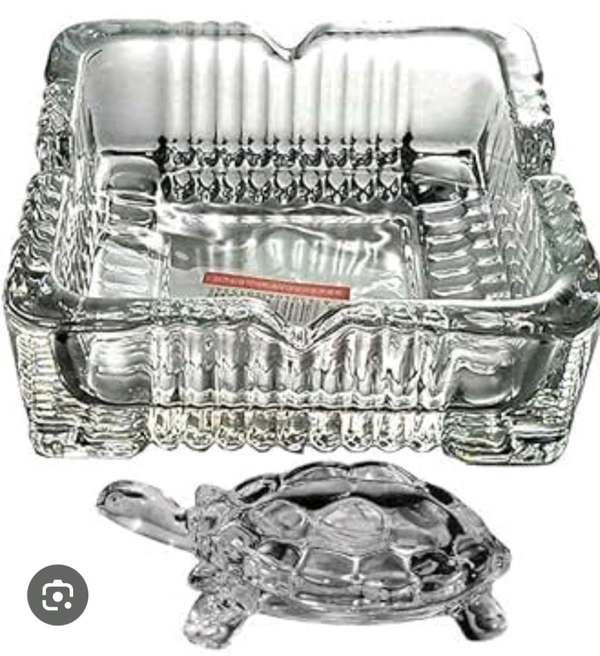 Glass Turtle With Tray Glass