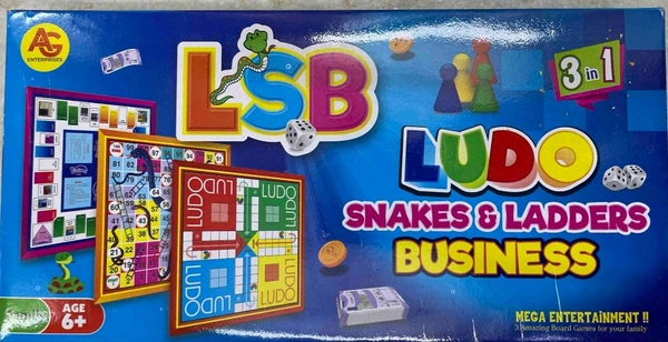 Game LSB 3 In 1 Ludo, Snakes, Bussiness, Ladders