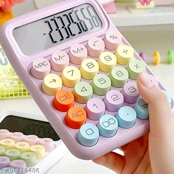 Cute Aesthetic Big Display Calculator – Pastel Color Buttons - Pink Lace
