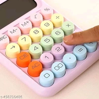 Cute Aesthetic Big Display Calculator – Pastel Color Buttons - Pink Lace