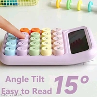Cute Aesthetic Big Display Calculator – Pastel Color Buttons - Pink Lace