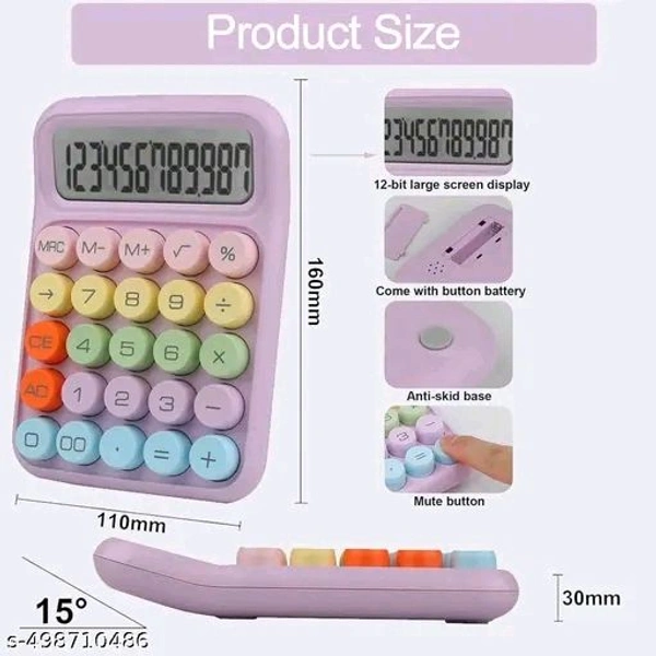 Cute Aesthetic Big Display Calculator – Pastel Color Buttons - Pink Lace