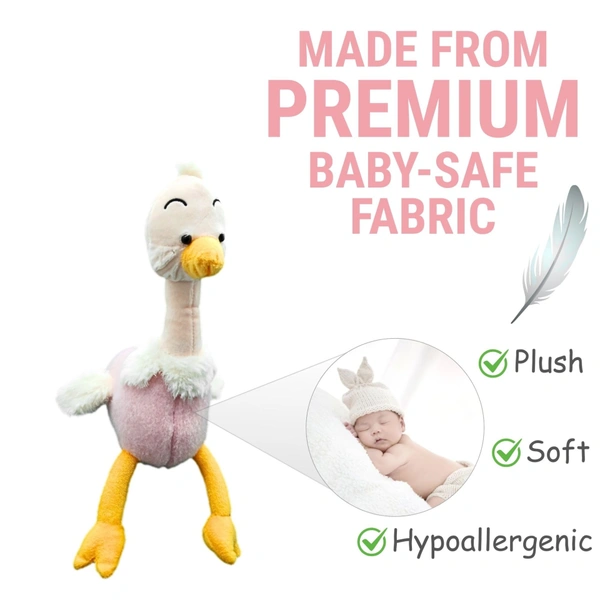 Tall Duck Plush Toy | 40 cm Long-Legged Soft Toy | Cute Stuffed Animal for Kids, Baby Room Decor & Gifting - Pink