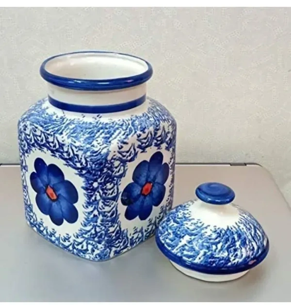 Printed Ceramic Jar - 500 mL, BLUE