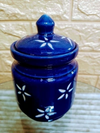 Printed Ceramic Jar - 500 mL, BLUE