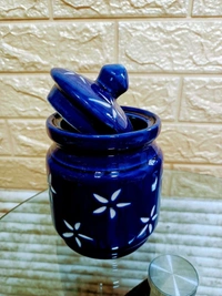 Printed Ceramic Jar - 1000 mL, BLUE